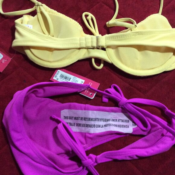 Target Xhileration Hot Pink & Yellow Tie Bikini Set Size S Bottom Top M (4-6) NW - Picture 2 of 2